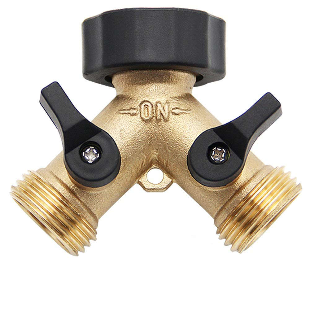 3/4 Inch 2 Way Brass Hose Faucet Manifold Garden Tap Splitter Water Segregator Pipe Divider Switcher