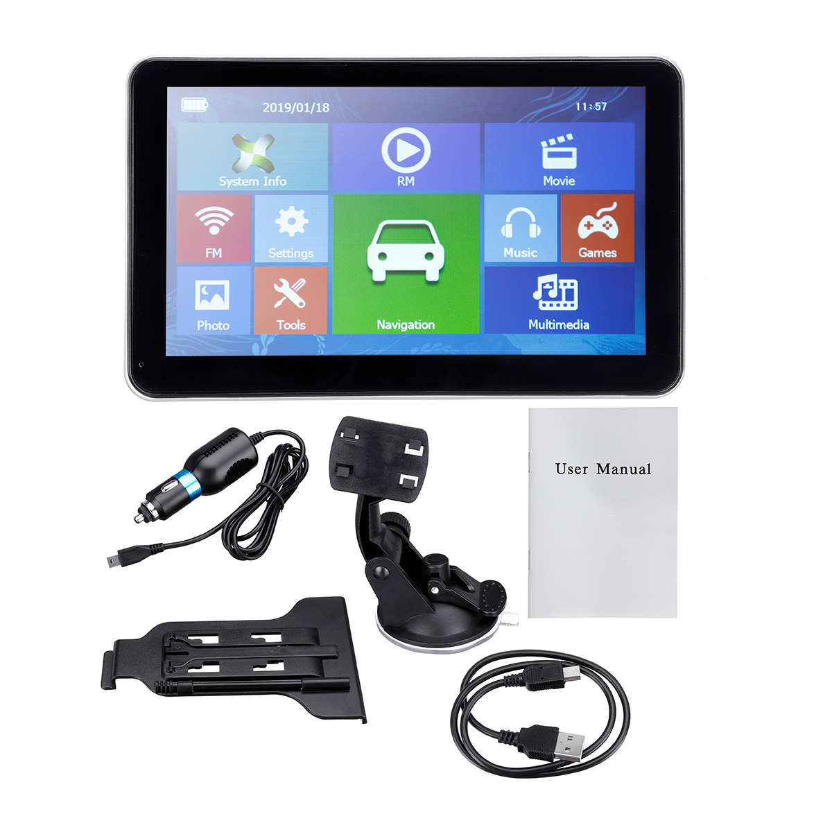 New 7 Inch Truck Car GPS Navigation System Car DVR Camera