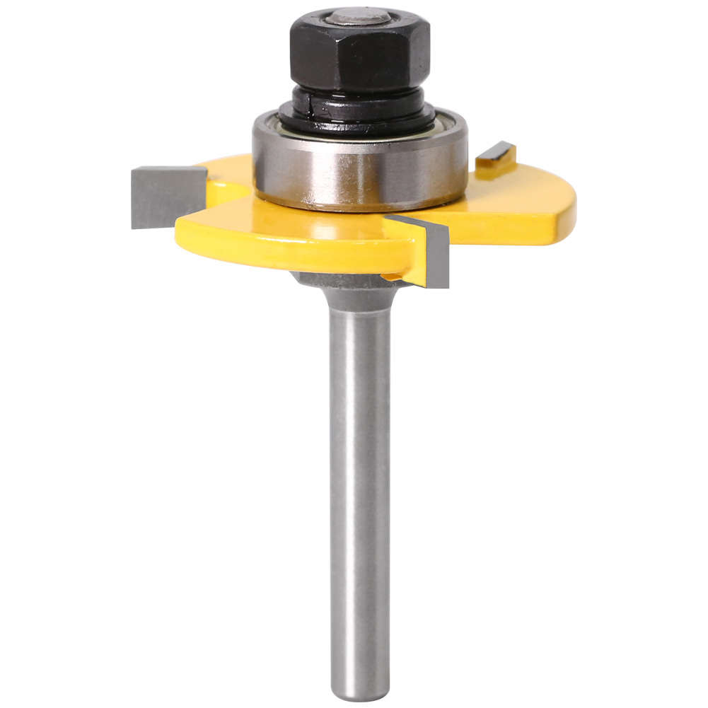 3Pcs 6mm 1/4 Shank Tongue & Grooving Joint Router Bit 45 Degree Lock Miter Router Set Stock Wood Cut