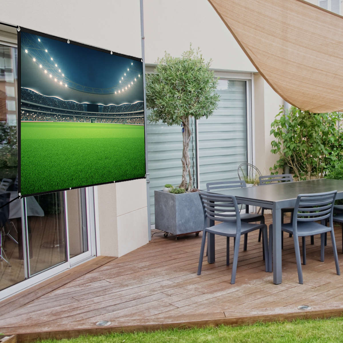 150-inch 16:9 Projector Screen HD Projection Screen for Home Office Theater Movies Indoors Outdoors