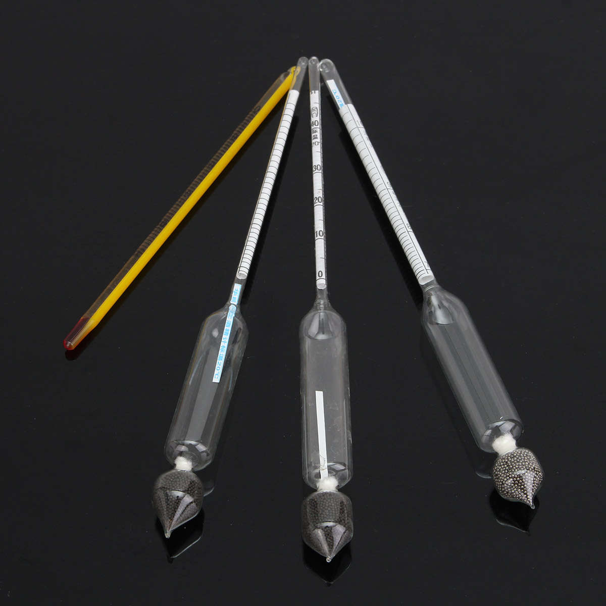 3Pcs Hydrometer Vinometer 0-40-70-100 Percent Alcohol Meter Alcohol Tester Thermometer + Box Home Br