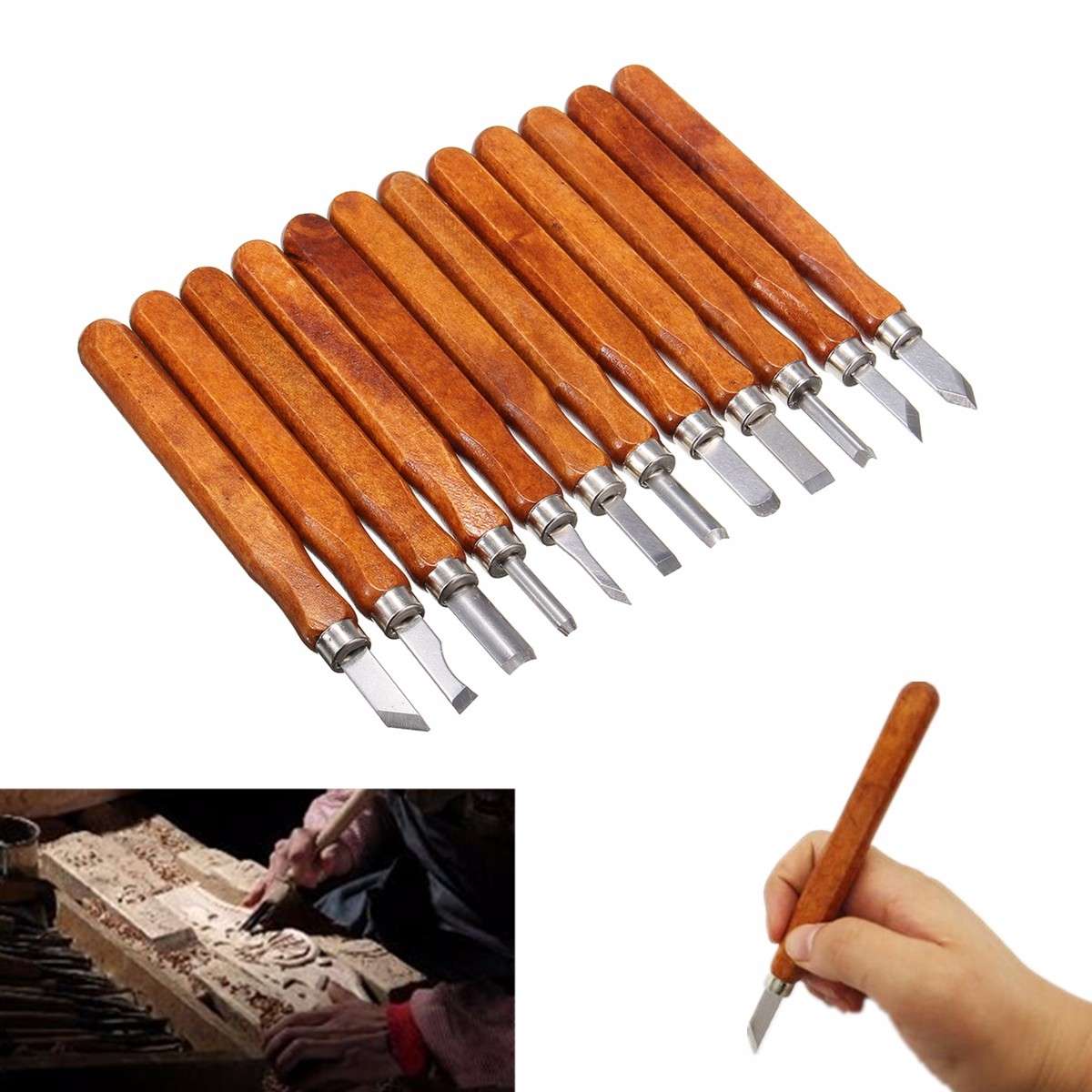 Premium 12Pcs Wood Carving Wood Working Hand Chisel Set Woodworking & Handmade Tools