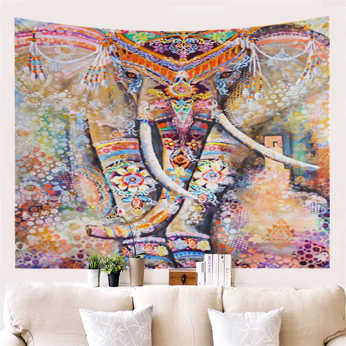 Colorful Dye Elephant Tapestry Wall Hanging Hippie Tapestry Colored Pr