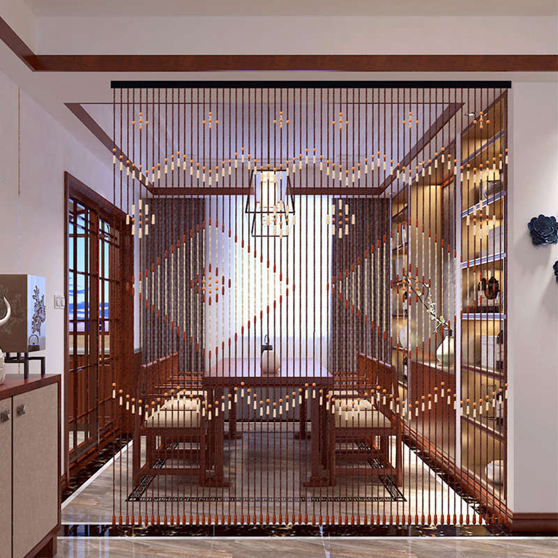 31 Line Wave Handmade Fly Screen Wooden Beads Curtain Wooden Door Curtain B