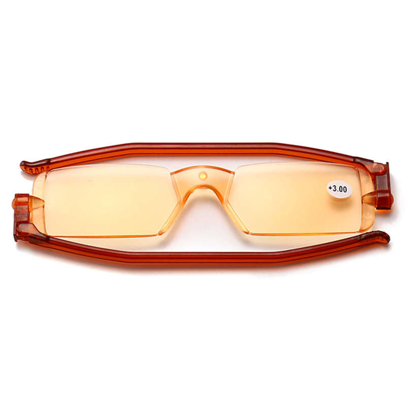 Portable 360 Rotation Folding Reading Glasses with Case An (Magnification Strength 4.0 Color Orange)