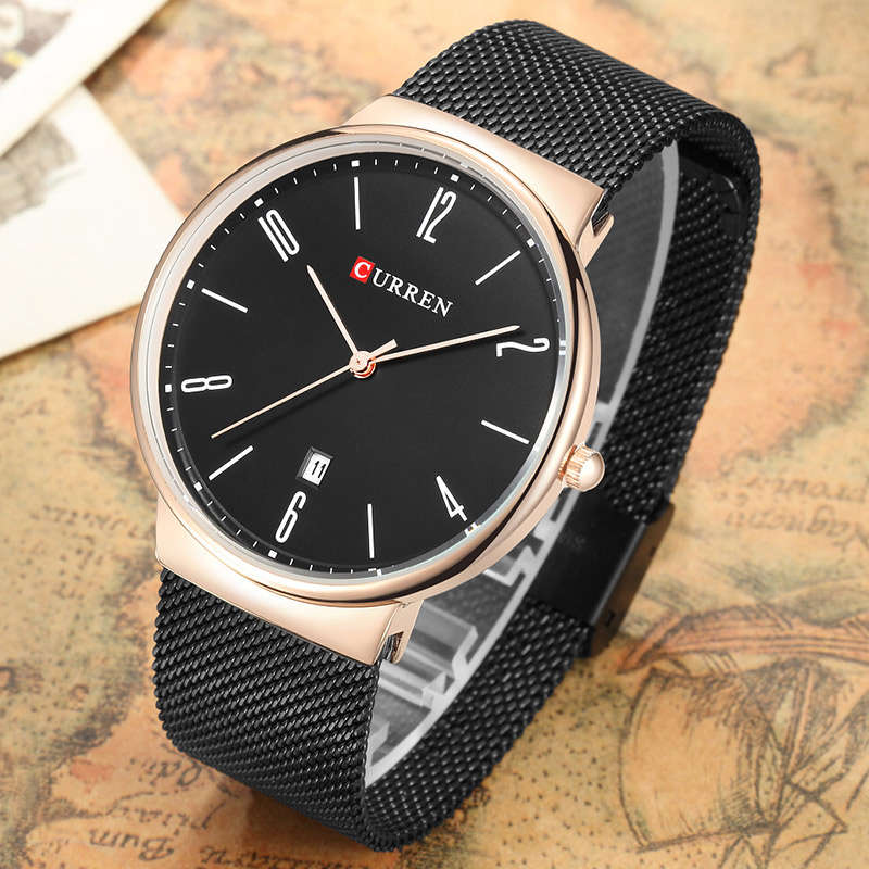 CURREN 8257 Ultra Thin Casual Design Quartz Watch Date Display Stainless Steel Men Watch