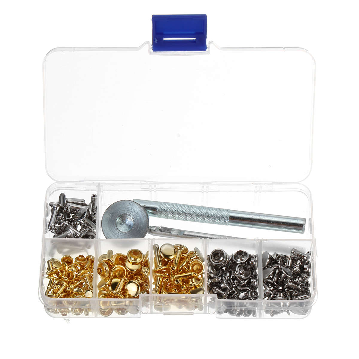 120Pcs Double Cap Rivets Tool Kit Metal Studs Hat Bag Leather Clothes Cr