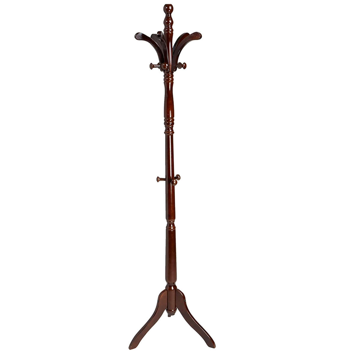 24.8 Inch Wooden Coat Rack Clothes Hat bag Storage Hanger Stand 13 Hook Tree St