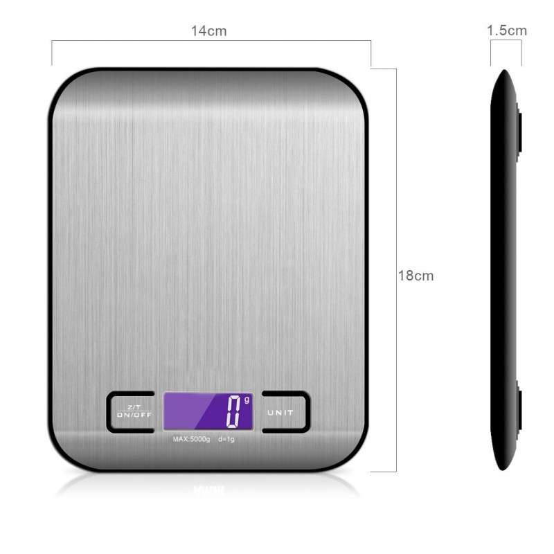 22 LB / 10000g Electronic Kitchen Scale Digital Food Scale Stain (Color white and silver Weight 5KG)