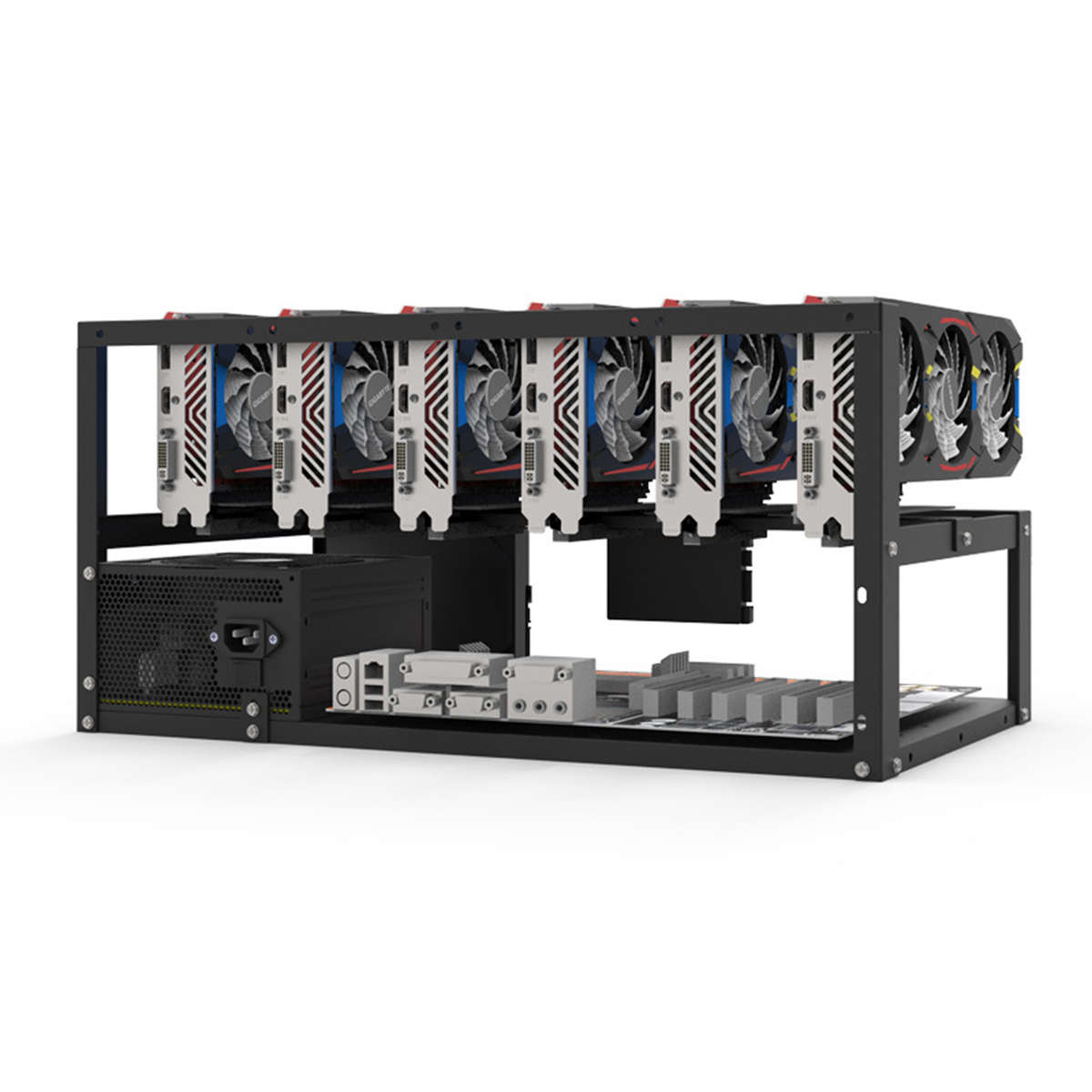 6 Gpu Mining Case Steel Open Air Miner Mining Rig Computer Case Eth Frame Rig For Bitcoin Miner Kit