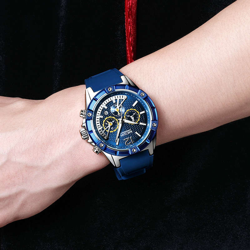 MEGIR 2083G Military Design Chronograph Silicone Waterproof Quartz Watch Men Wrist Watch