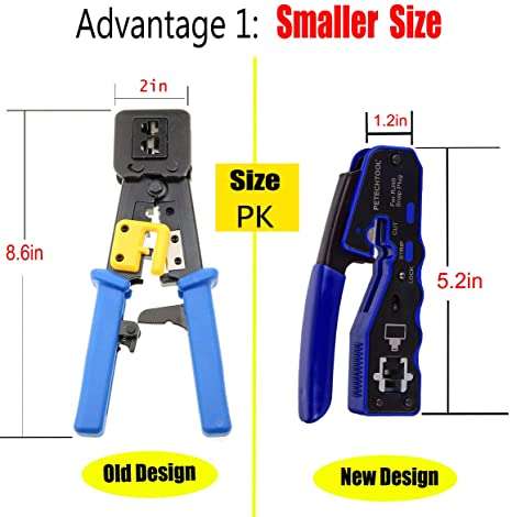 RJ45 Crimping Tool for Cat6 Cat5 Cat5e 8P8C Modular Connectors, All-in-One Wire Tool