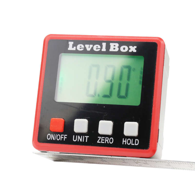 Red Precision Digital Protractor Inclinometer Level Box Digital Angle Finder Bevel Box with Mag