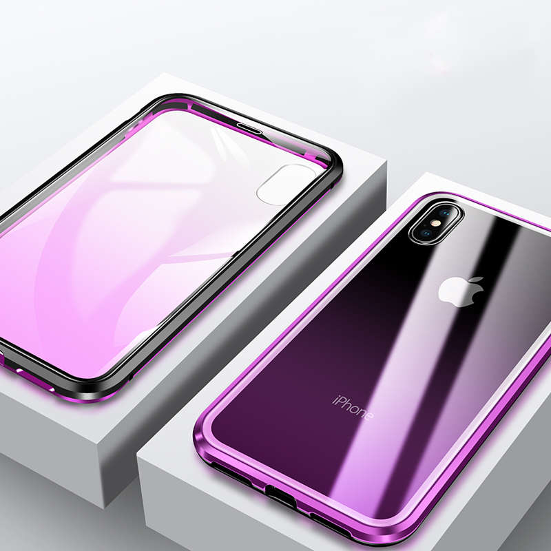 New Bakeey 360 Full Body Magnetic Adsorption Aluminum Front & Back Glass Protective Case