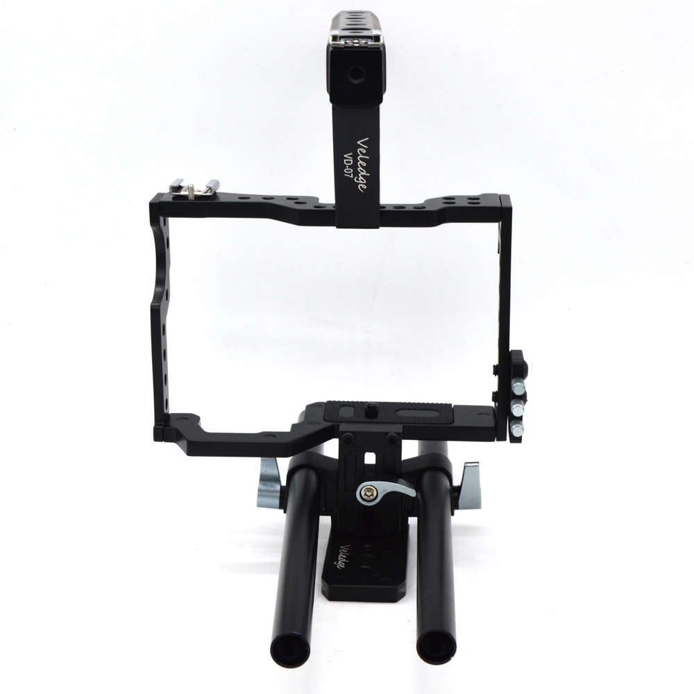 VELEDGE VD-07 Portable Aluminum Camera Cage Rig Stabilizer Top Handle Grip for DSLR Camera DV Mount