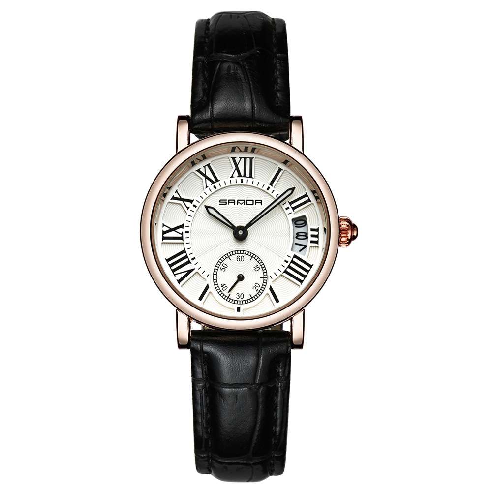SANDA P206 Leather Women Fashion Style Lady Dress Quartz Watch (Color Pink)