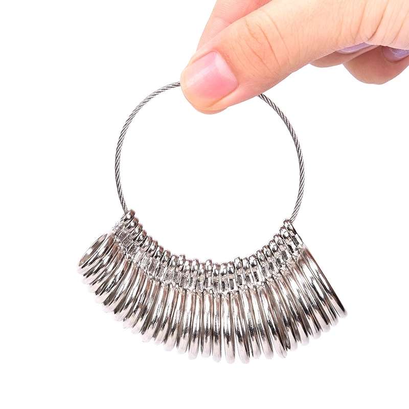 Aluminium Ring Sizer Mandrel Finger Sizing Measuring Stick and Stainless Iron Ring Sizer Guage Set J