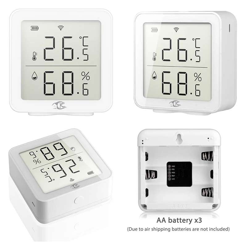 Tuya WIFI Temperature Humidity Smart Sensor Clock Digital Display Remote Control Thermometer Support
