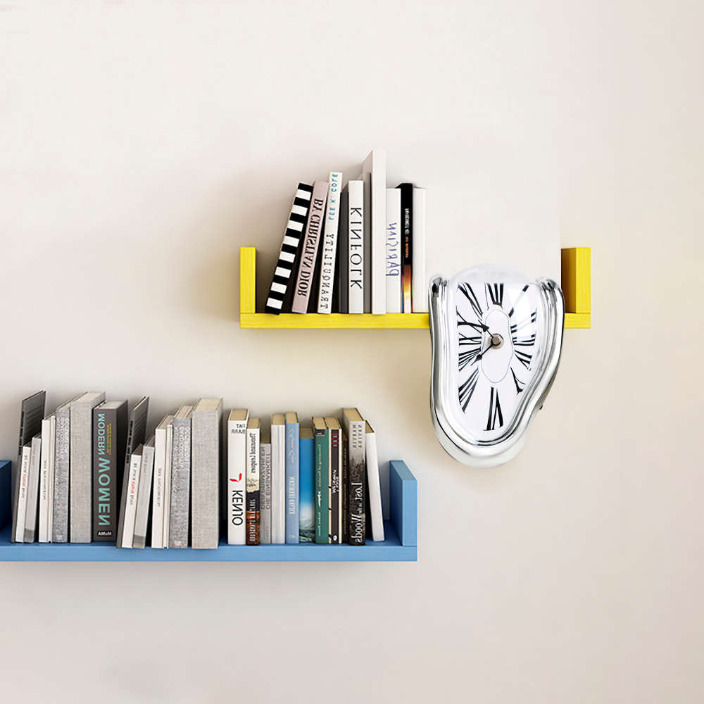 Novel Surreal Melting Distorted Wall Clock Surrealist Salvador Dali Style Wall Clock (Color Silver)
