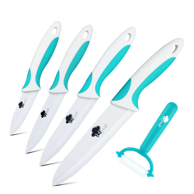 MYVIT Ceramic Knife Kitchen 3 4 5 6 inch + Peeler White Blade Paring Fruit Vegetable Chef Utility Kn