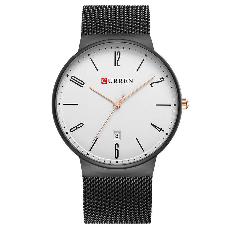 CURREN 8257 Ultra Thin Casual Design Quartz Watch Date Display Stainless Steel Men Watch