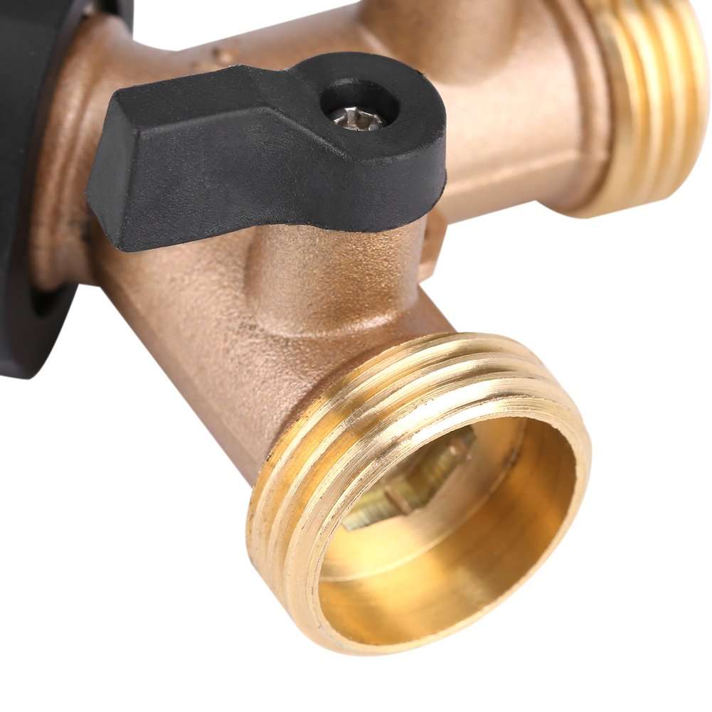 3/4 Inch 2 Way Brass Hose Faucet Manifold Garden Tap Splitter Water Segregator Pipe Divider Switcher