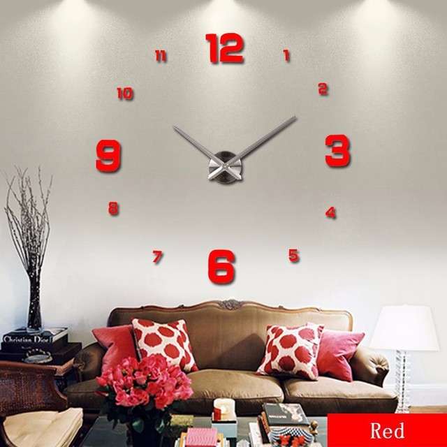 New Acrylic Mirror Clock Creative Diy Wall Clock Large Size Decorative Wall Clock Stereo Wall