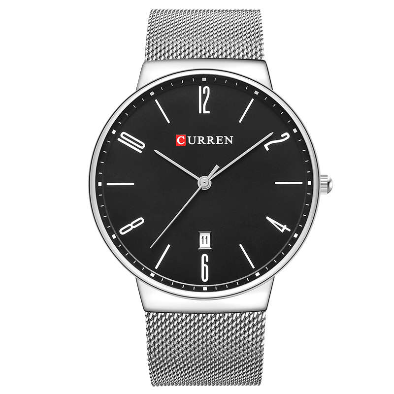 CURREN 8257 Ultra Thin Casual Design Quartz Watch Date Display Stainless Steel Men Watch