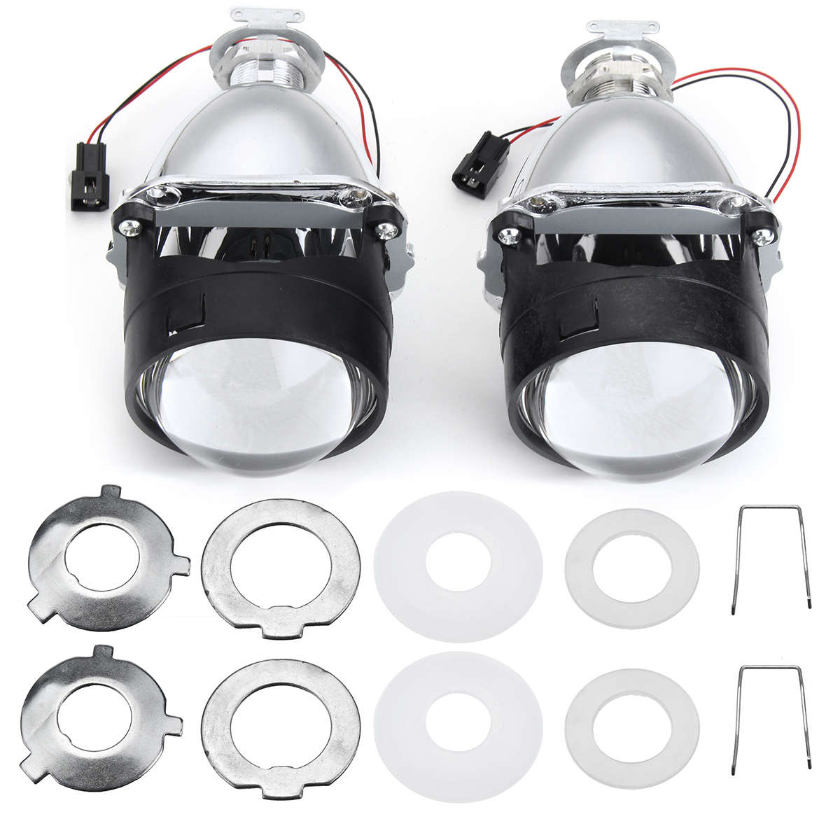 2.5 HID Bi-Xenon Projector Headlights Lens H1 H4 H7 Retrofit Hi/Low Beam LHD/RHD Type"