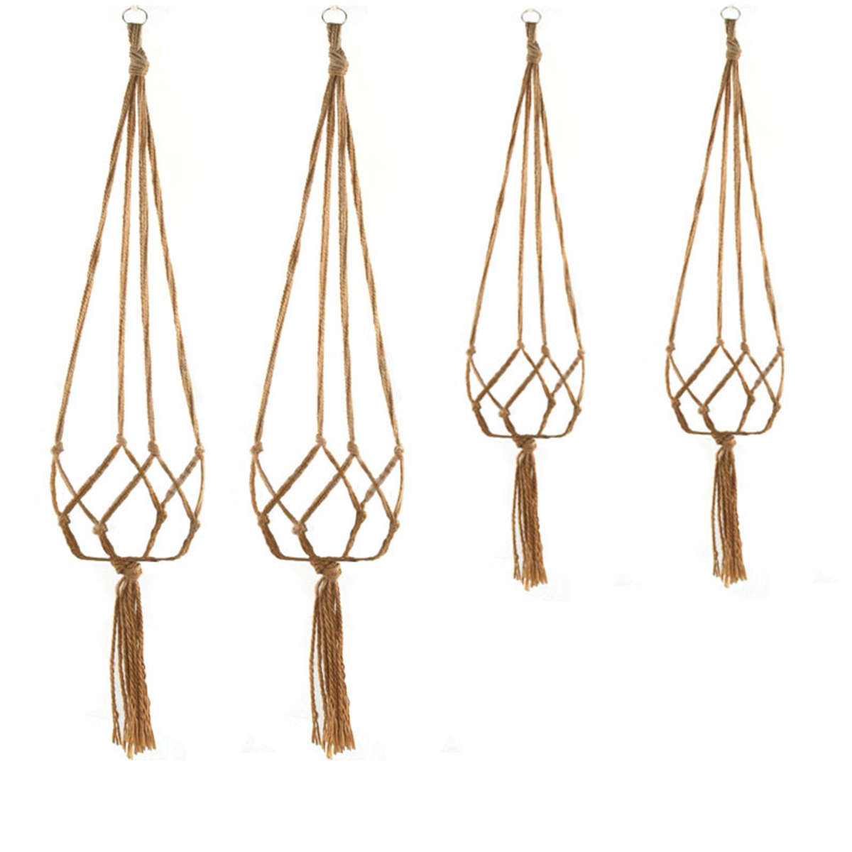 2Pcs Plant Flower Hanger Macrame Jute for Indoor Outdoor Ceiling Deck Balcony Round and Square Pots