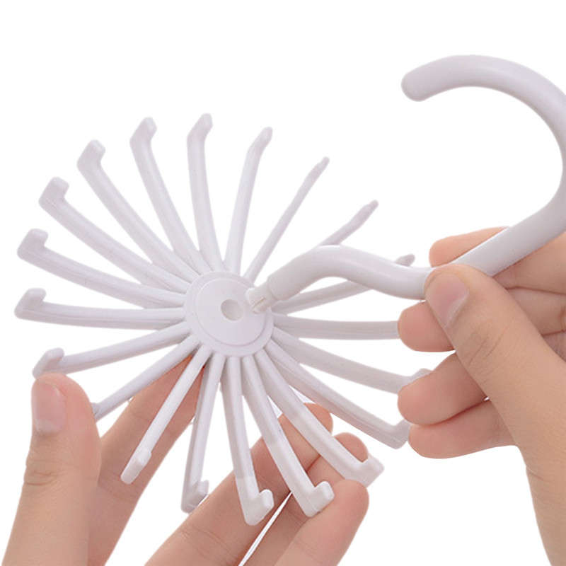 2pcs 360 Rotatable Tie Hanger Rack Adjustable Neck Ties Silk Scarf Storage Hook Organizer