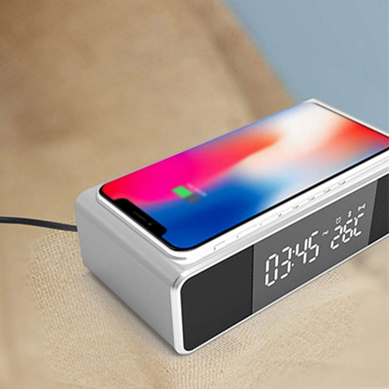 Wireless bluetooth Alarm Clock Phone Charger FM Radio Table Digital Thermometer With Alarm Clock Dis