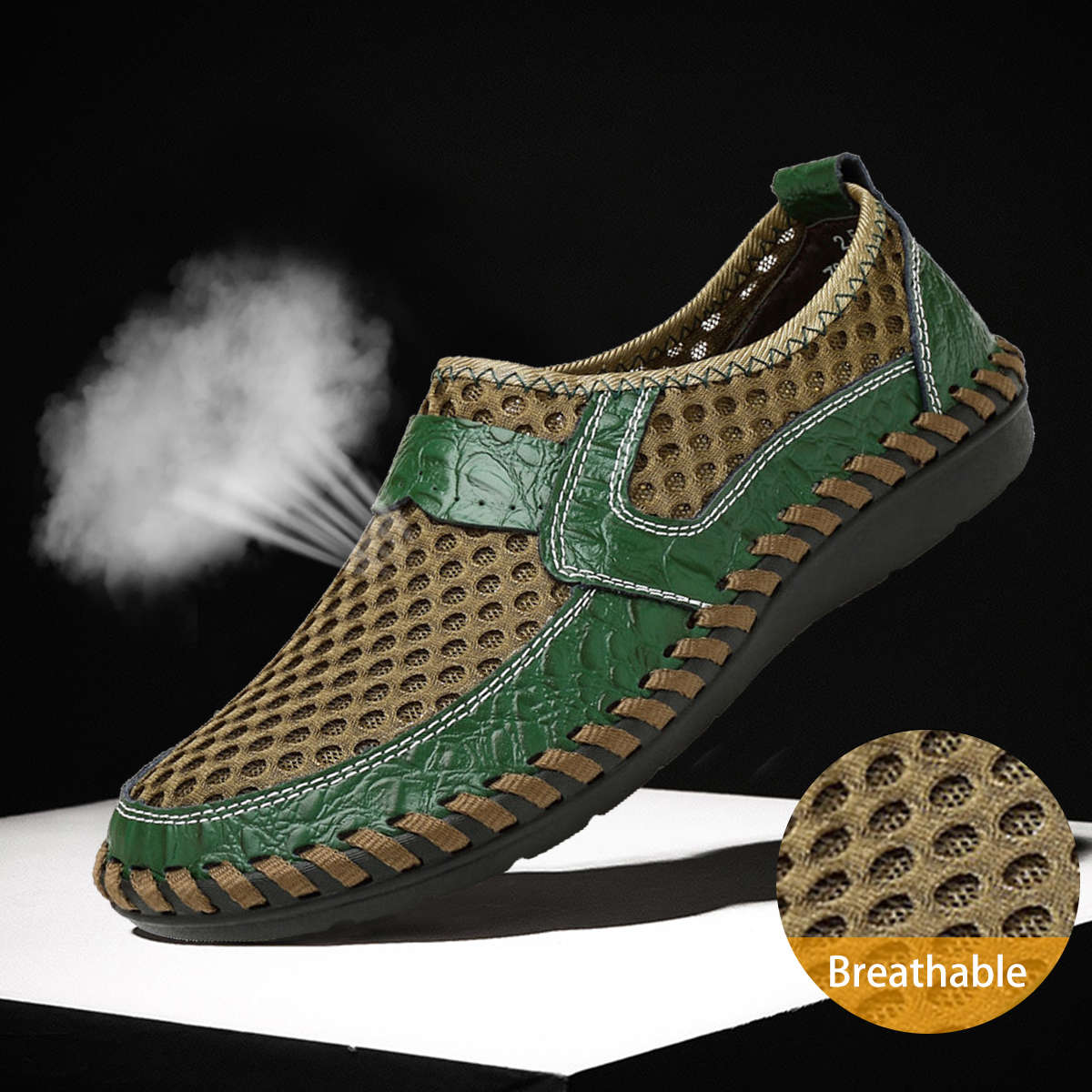 Menico Big Size Men Hand Stitching Breathable Honeycomb Mesh Loafers Flats