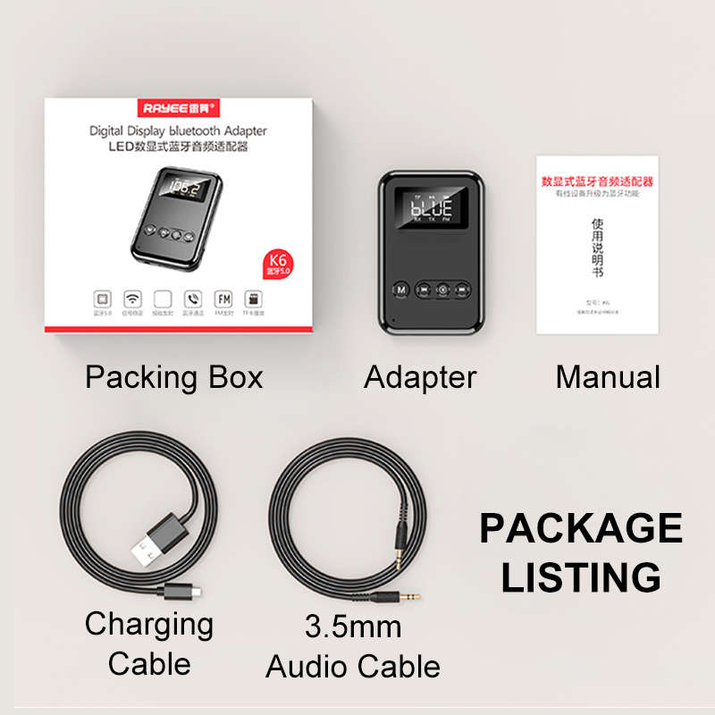 9 IN 1 bluetooth 5.0 Adapter bluetooth Receiver and Transmitter FM Radio Music Player Audio Adapter