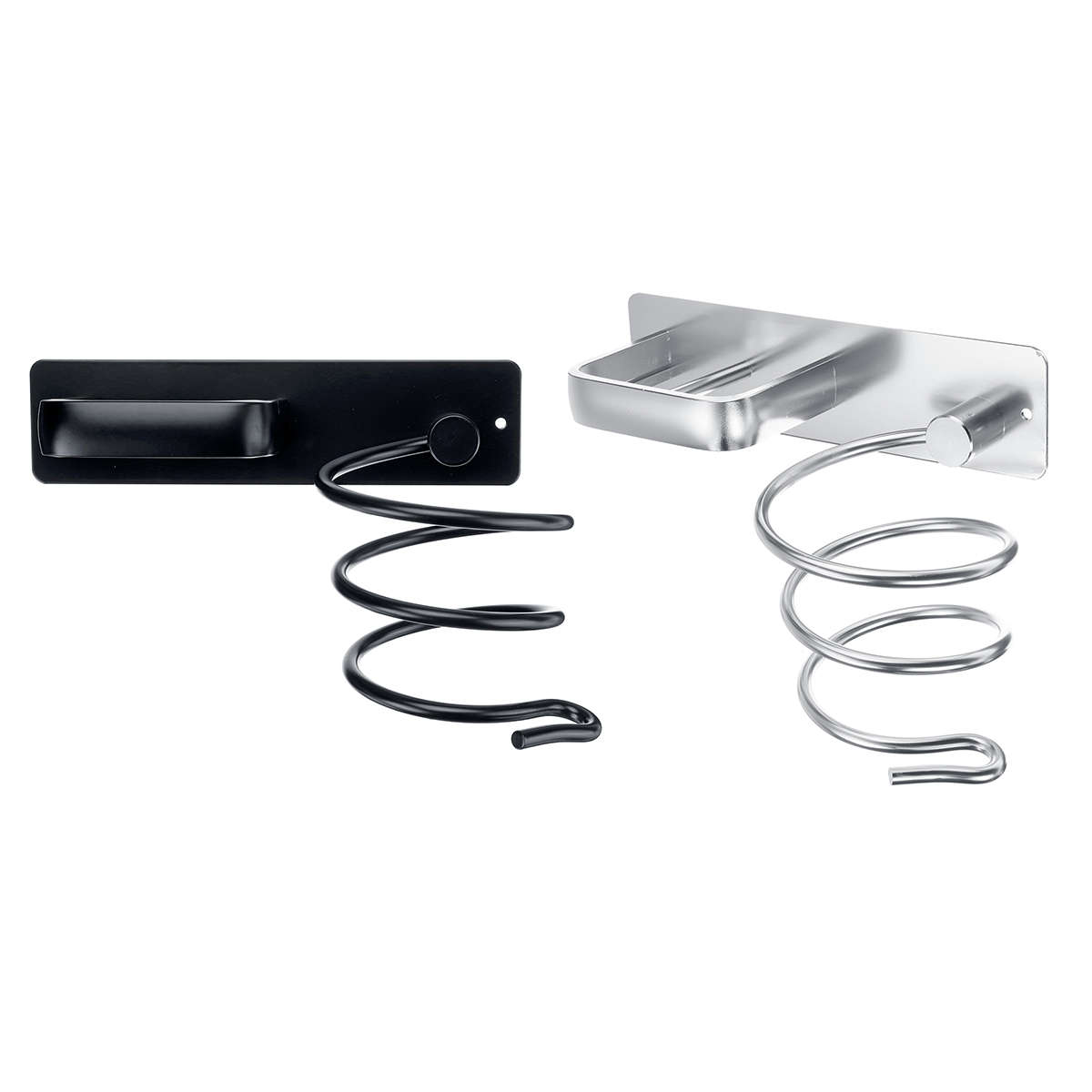 Wall Mounted Hair Dryer Holder Rack Bathroom Hair Straightener Shelf Storage Net (Color1 Black)