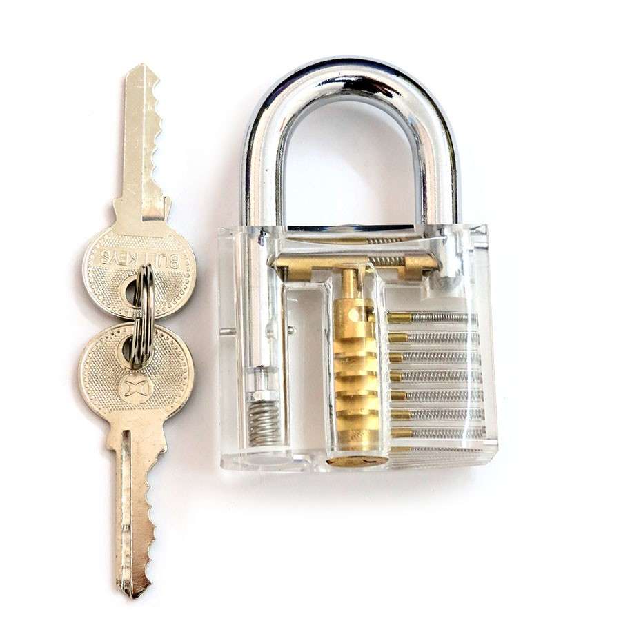 Transparent Practice Padlock with 6pcs Unlocking Lock Pick Set Key Extractor Tool Lock Pick Tools...