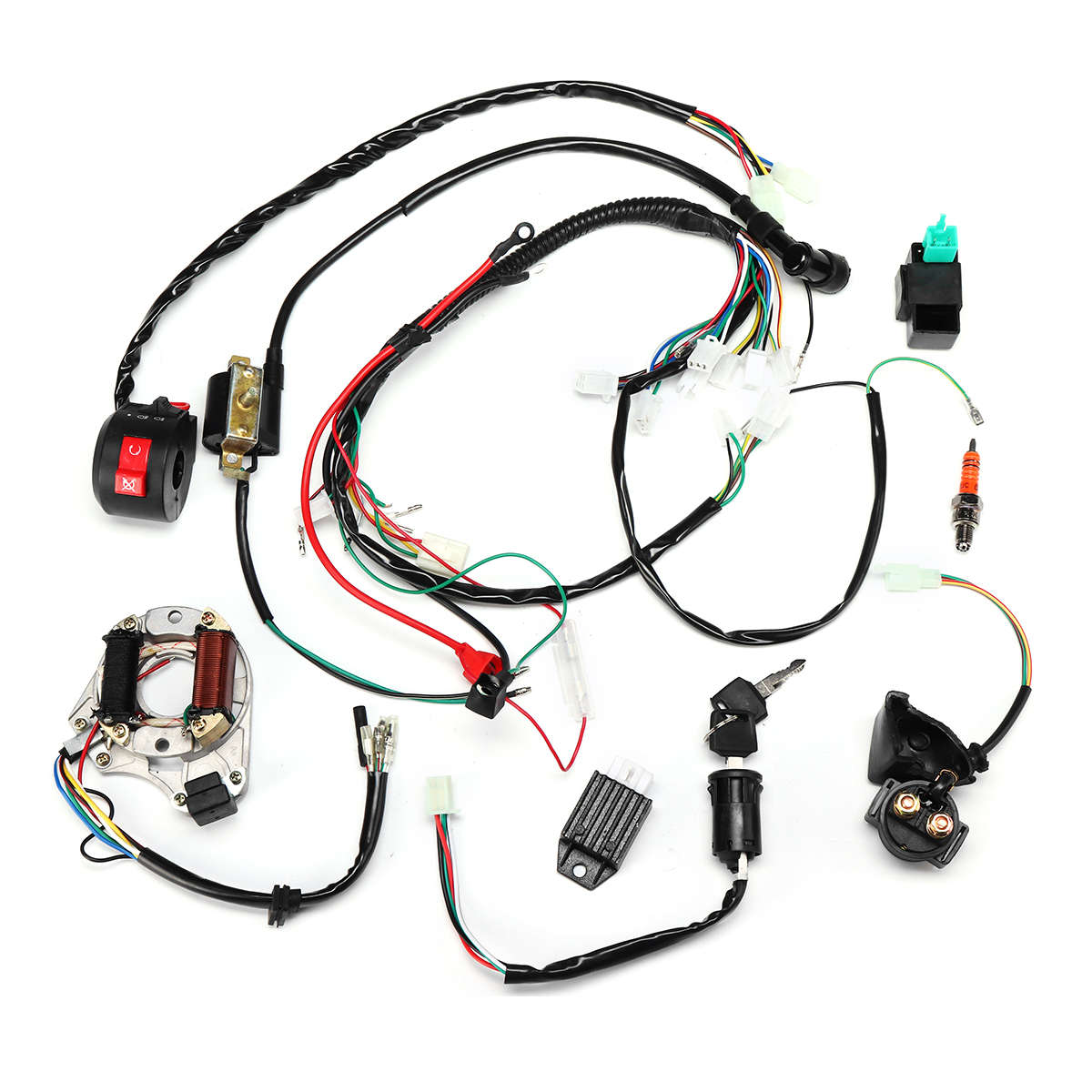 50cc 70cc 90cc 110cc Ignition Wiring Harness Kit Assembly ATV Quad
