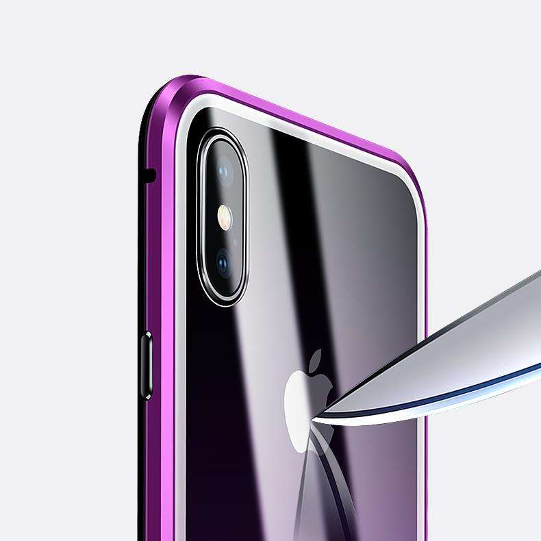 New Bakeey 360 Full Body Magnetic Adsorption Aluminum Front & Back Glass Protective Case