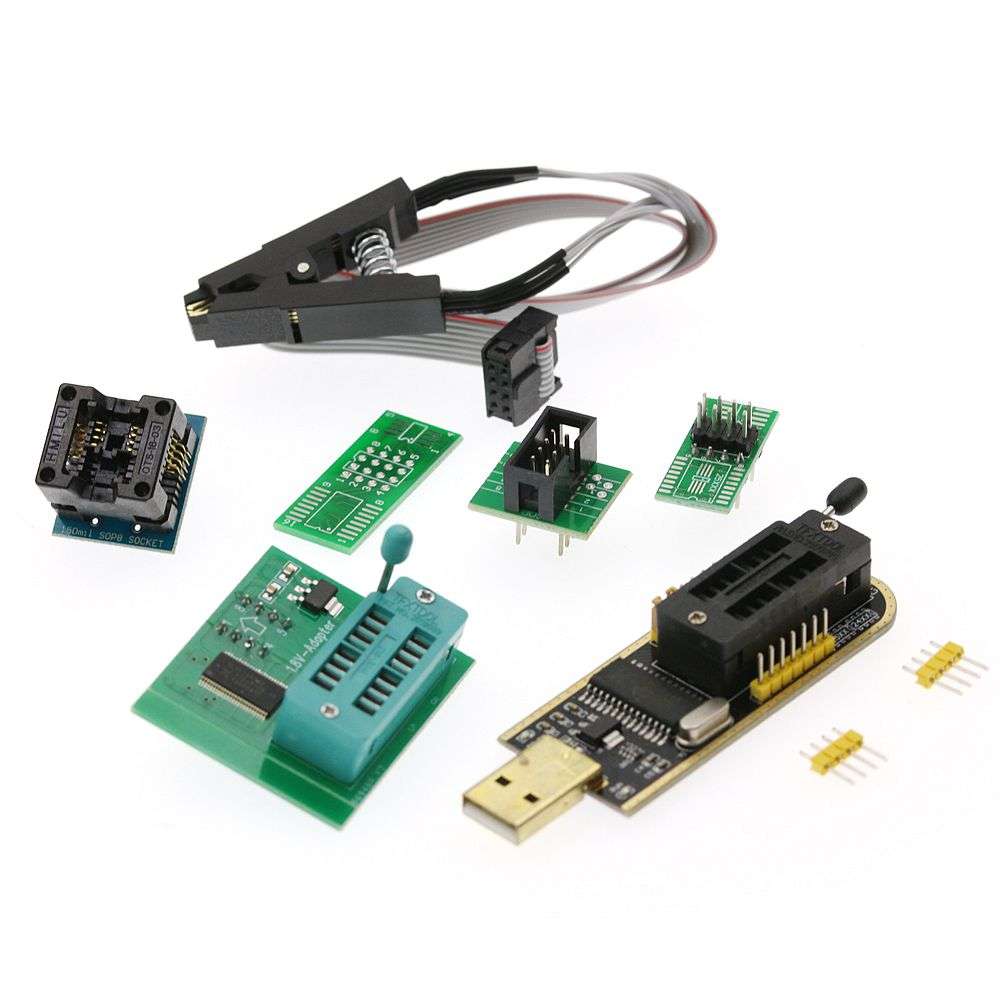 AOQDQDQD CH341A 24 25 Series EEPROM Flash BIOS USB Programmer Module + SOIC8 SOP8 Test Clip + 1.8V a
