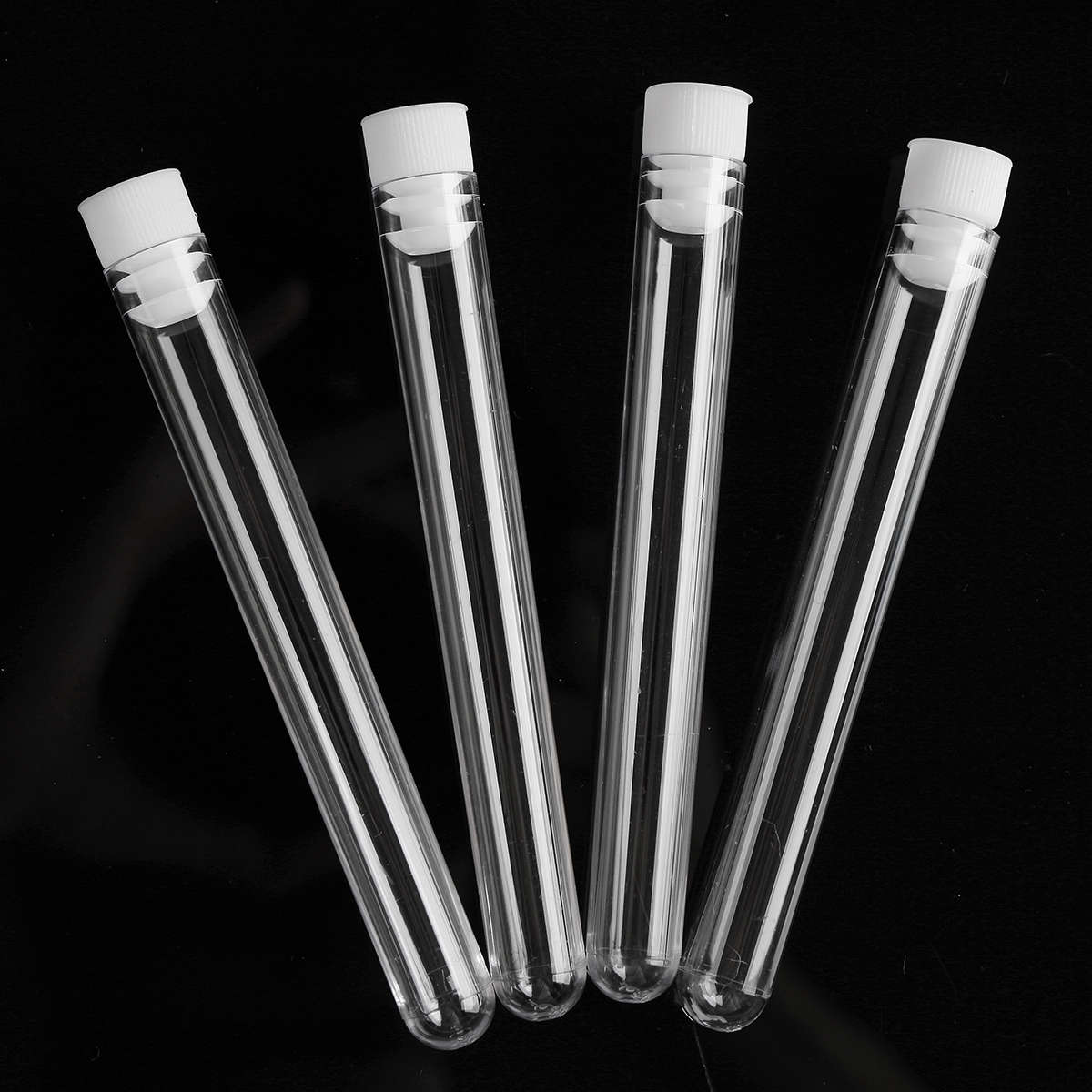 50Pcs 12x100mm Clear Plastic Test Laboratory Tubes Container with White Pus