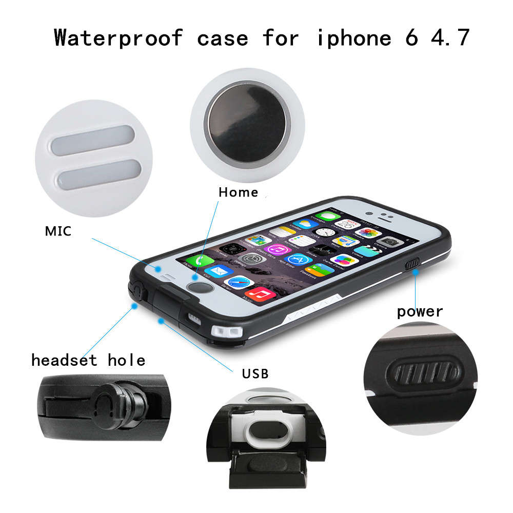Elegiant For Iphone 6 4.7 Inch Waterproof Case Transparent Touch Screen Shockproof Full Cover Protec