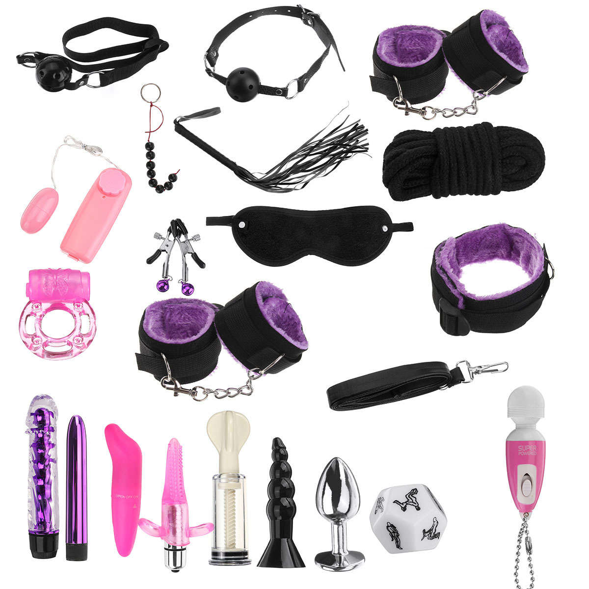 20PCS BDSM Sex Toys Leather Bondage Restraint Kits Sex Things For Couples