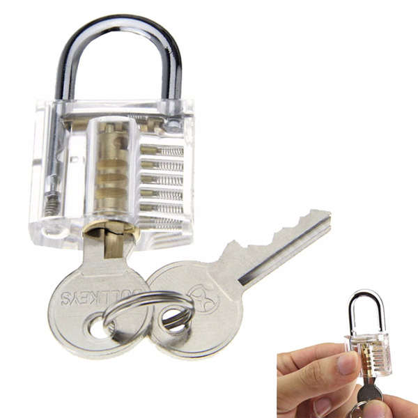 New DANIU Transparent Practice Padlock with 12pcs Unlocking Lock Picks Set Key Extractor Tools