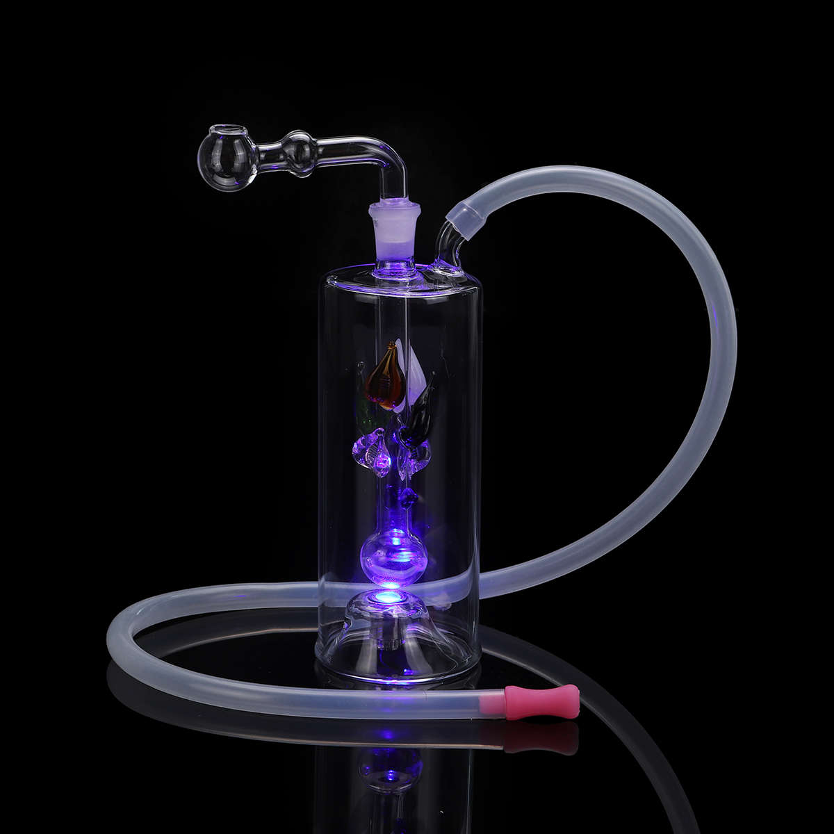 5.5 Inch LED Light Clear Tobaaco Water Glass Pipe Glass Pipes Bottle