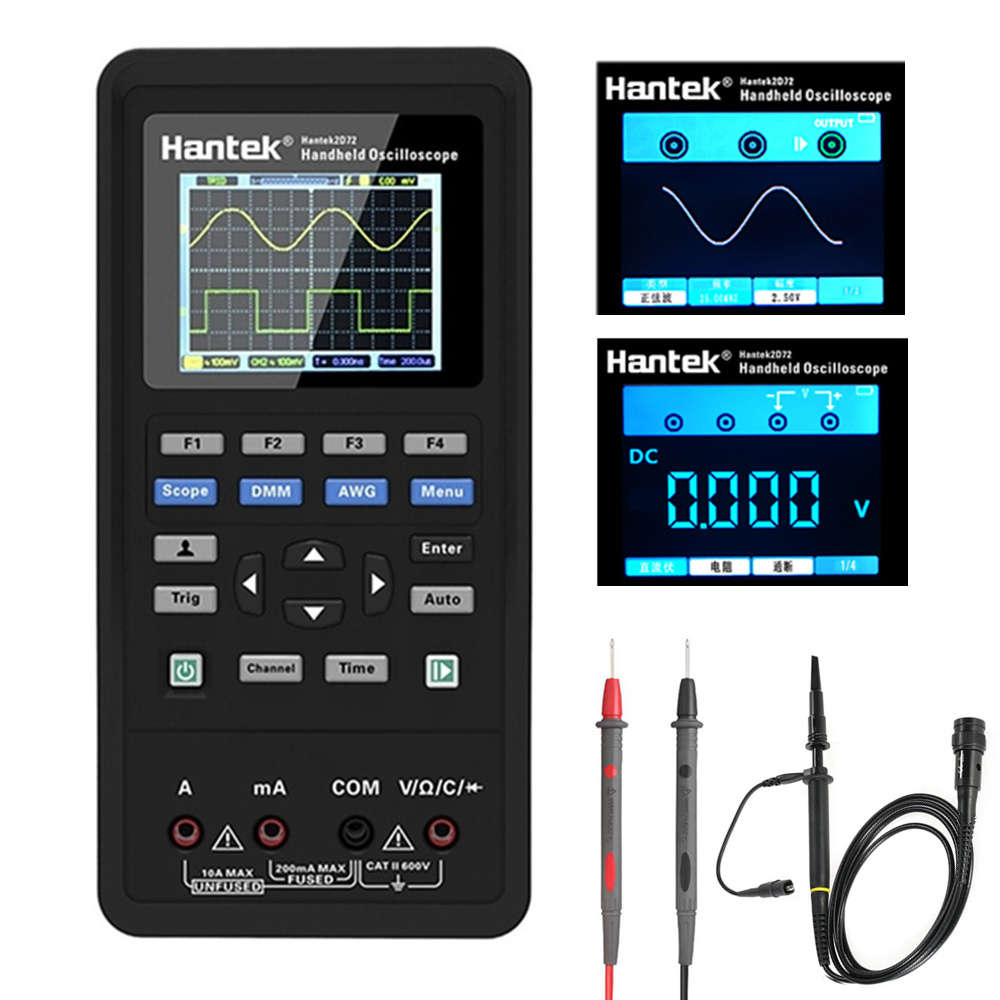Hantek 3in1 Digital Oscilloscope+Waveform Generator+Multimeter Portable USB 2 Channels