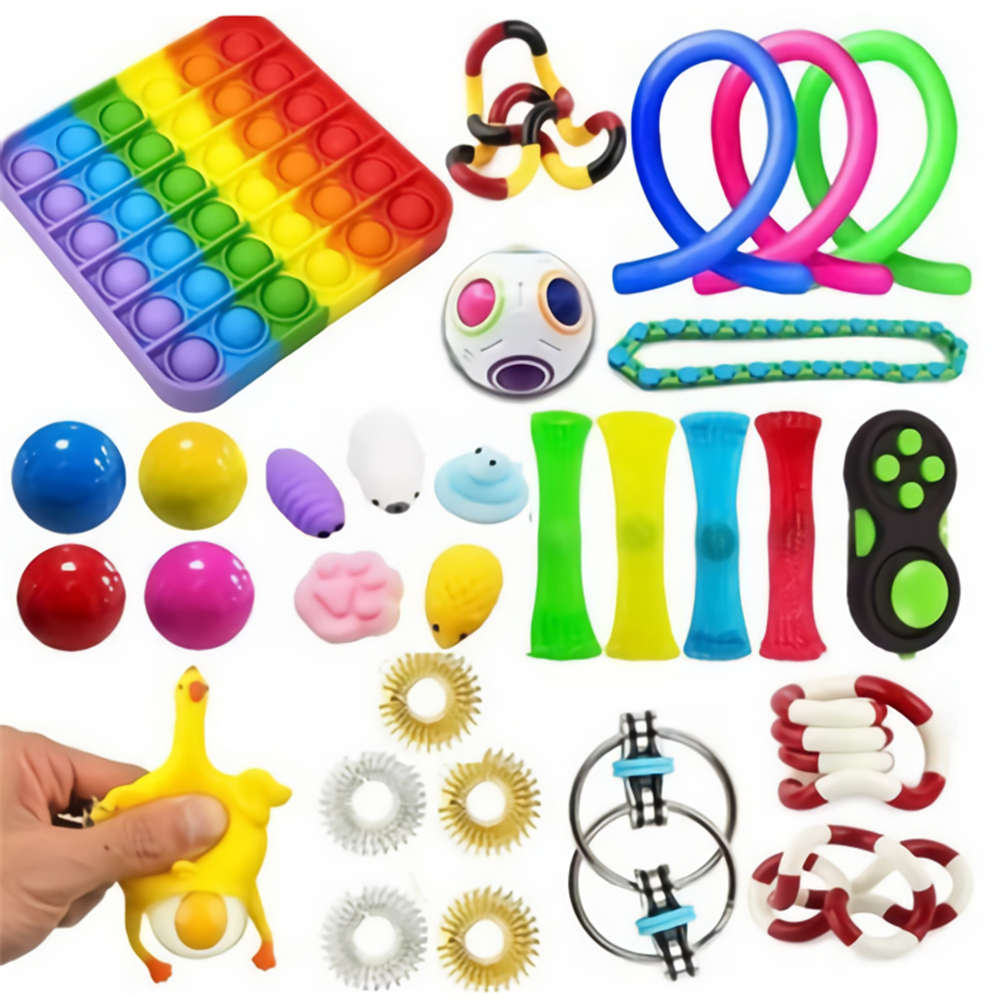 21/30pcs Fidget Toys Sensory Set Anti Stress Fidget Bubble Toys Decompression A