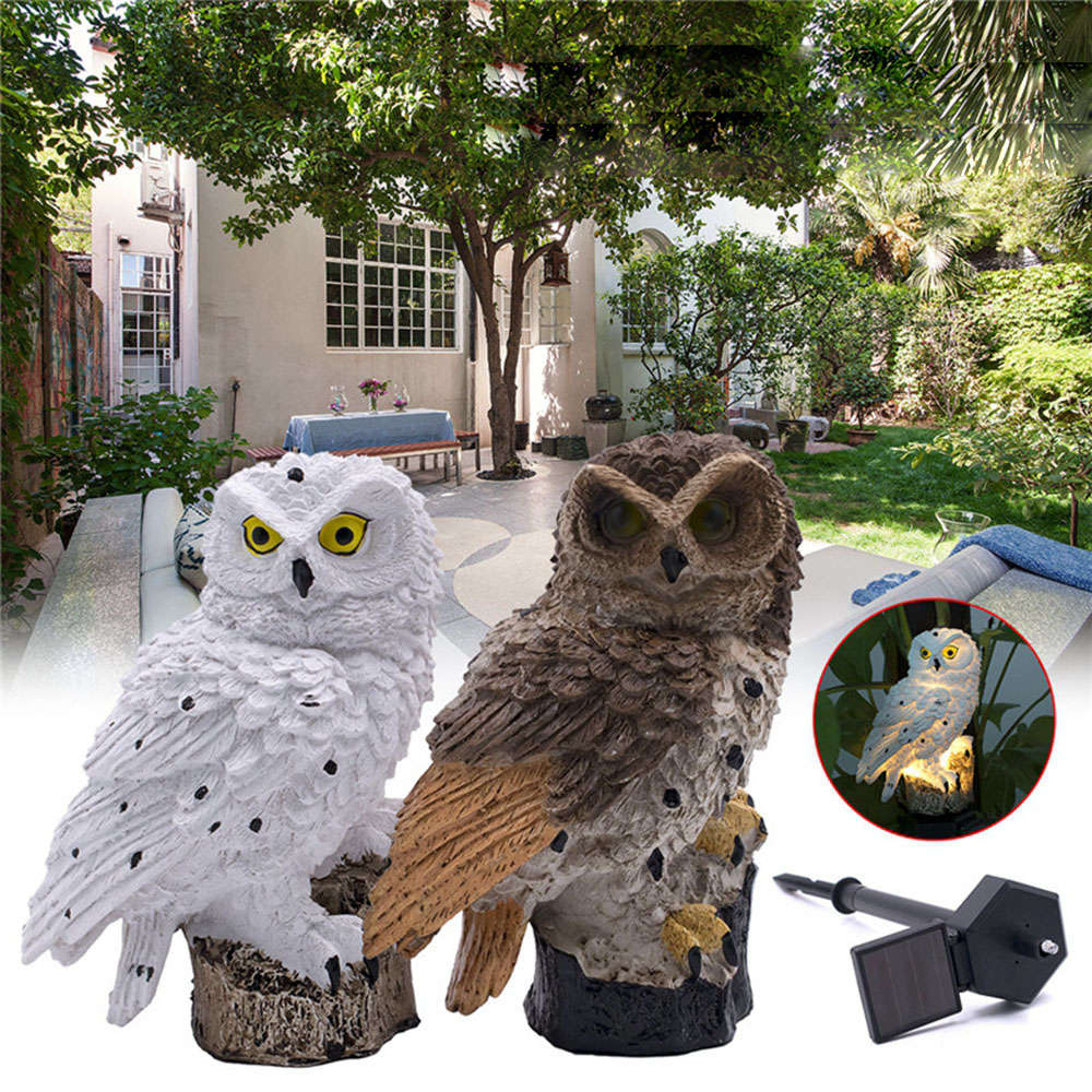 New Solar Powered Owl LED Lawn Lamp Garden Decor Waterproof Landscape Light