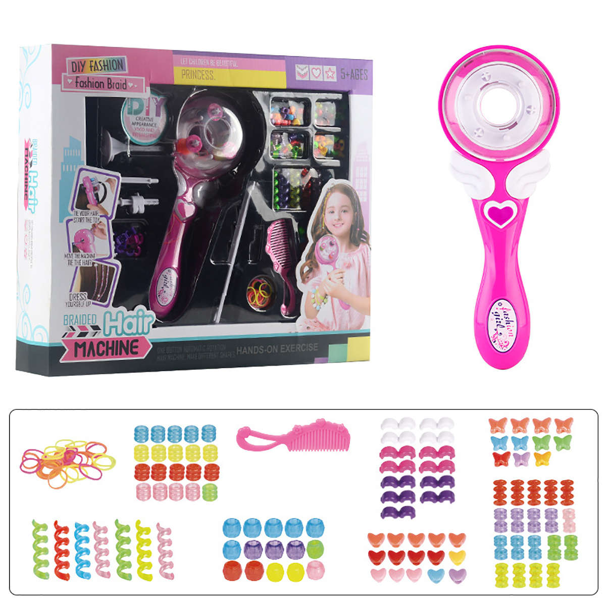 Electric Automatic Hair Braider DIY Magic Hair Braiding Machine Hair Styling Toys for Gir (Letter A)
