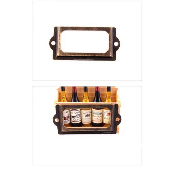 12Pcs Antique Brass Metal Label Pull Frame Handle File Name Card Holder For Furniture Cabinet Drawer