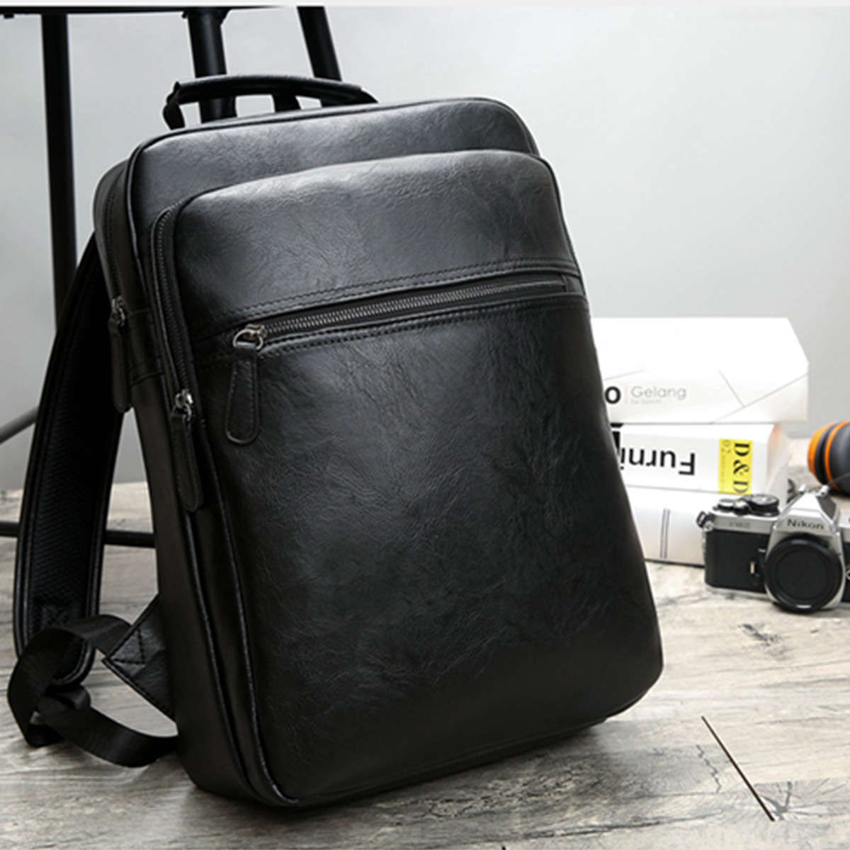 New 13L Outdoor Business Travel USB Laptop Backpack Waterproof PU Leather Should